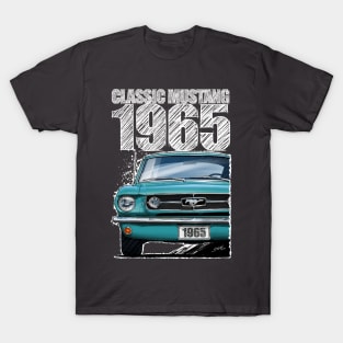 1965 Ford Mustang Pagoda Green (Dark Background) T-Shirt